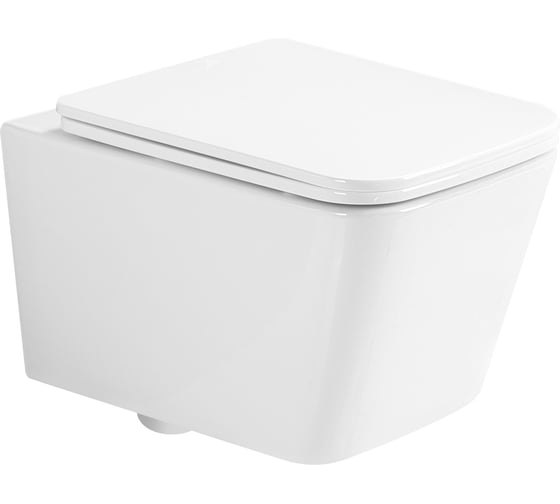 Унитаз подвесной EvaGold EG132T безободковый с круговым смывом сиденье тонкое ДП крепления EG070057 EG070061