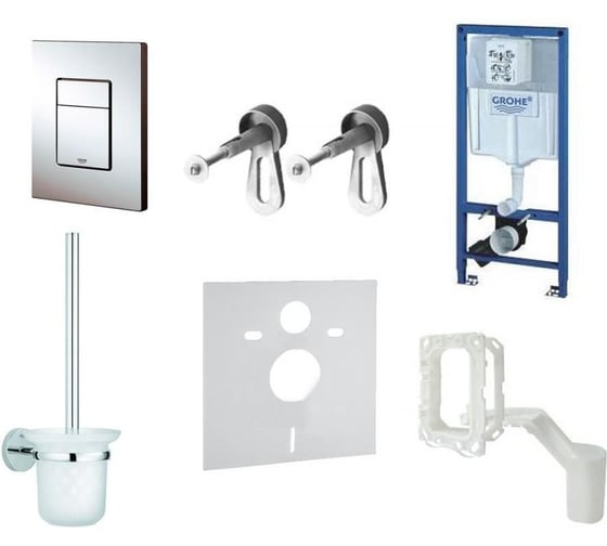 Система инсталляции Grohe Rapid SL с панелью смыва Skate Cosmopolitan, Fresh, звукоизоляционным комплектом и туалетным ершиком 39000000
