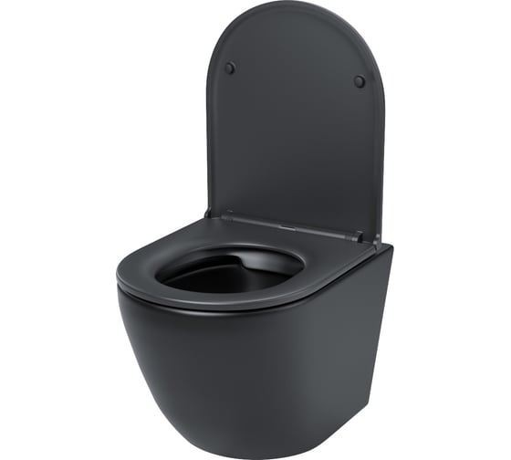 Подвесной унитаз IDDIS безободковый чёрный матовый Blanco BLAR3BMi25