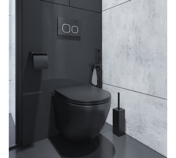 Подвесной унитаз IDDIS безободковый чёрный матовый Blanco BLAR3BMi25