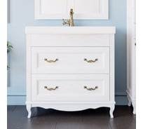 Комплект ValenHouse ЛИОРА-90 тумба c умывальником Грэйс 90, белый, ручки бронза, KL90_ТББ