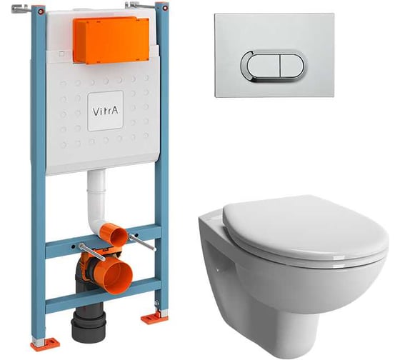 Подвесной безободковый унитаз Vitra S10 Spinflush с инсталляцией и сиденьем с микролифтом 9842B003-7206 1