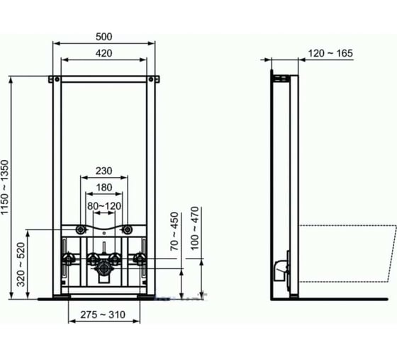 Подвесное биде с инсталляцией Ideal Standard ProSys R016267 + STRADA II T297101 D387001
