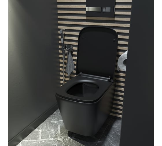 Подвесной унитаз IDDIS Bild безободковый, чёрный матовый BILR2BMi25