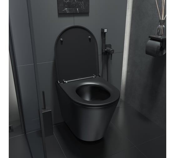 Подвесной унитаз IDDIS Calipso безободковый, чёрный матовый CALR3BMi25