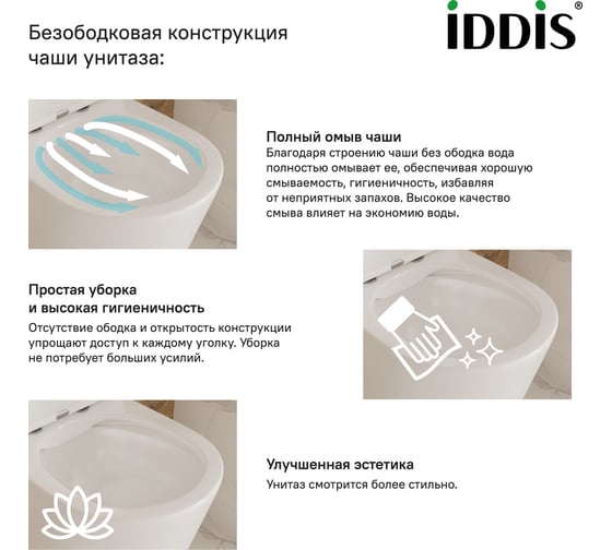 Приставной унитаз IDDIS Bild безободковый BILRDSEi26