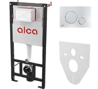 Инсталляции Alcadrain Set AM101/1120-4:1 M671-VE-01 с кнопкой хром глянец М671+прокладка M91 (2 места) 00104299
