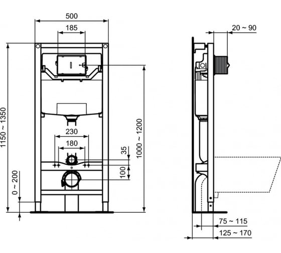 Унитаз с инсталляцией Ideal Standard Prosys Tesi 3 в 1 T3868V1