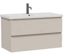 Тумба подвесная Sanstar Riana 100 с раковиной Миранда 100 (комплект) для ванной комнаты, cappuccino 522.1-1.4.1.КМИР
