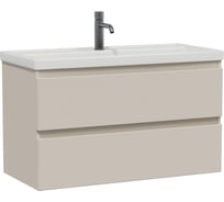 Тумба подвесная Sanstar Riana 100 с раковиной Фостер 100 (комплект) для ванной комнаты, cappuccino 522.1-1.4.1.КФОС