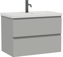 Тумба подвесная Sanstar Riana 80 с раковиной Фостер 80 (комплект) для ванной комнаты, грей 504.1-1.4.1.КФОС