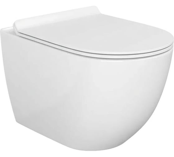 Унитаз подвесной безободковый Bauedge Bau 500x360 мм, торнадо, с сиденьем дюропласт, микролифт BL0001-HQ-PRO
