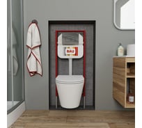 Комплект BAU 6 в 1 Bauedge: рамная инсталляция BAU NEO 45, унитаз подвесной безободковый Bau Nimb 49x36, сиденье дюропласт микролифт, кнопка смыва BAU Soul, хром NEO45700-BK0001-Q00016
