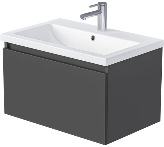 Тумба 1Marka БЛОК МИНИ/Aris mini 70П (700х440х450) 1я антрацит/монолит дарк раковина Ц0000043062