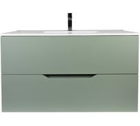 Подвесная тумба с раковиной ORANGE Лайн 100, мятный матовый Li-100TuMi+Ra