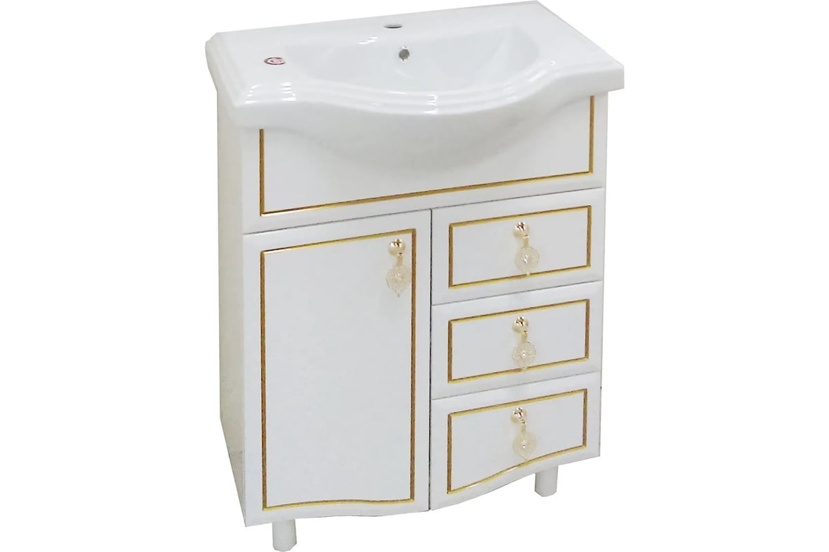 Мебельный умывальник DORATIZ Классик 65 перелив с обрамлением, белый ...