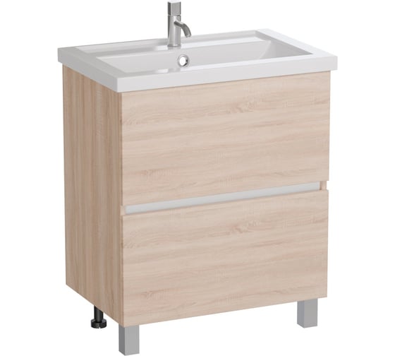 Тумба с раковиной 1Marka Арис 1/Aris 70Н 2 ящика, дуб сонома, раковина Comfort 70 Ц0000042581