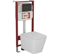 Комплект Bauedge BAU 6 в 1: рамная инсталляция BAU NEO 45, унитаз подвесной безободковый Bau Stil, быстросъемное сиденье дюропласт микролифт, кнопка смыва BAU Dream , черная матовая NEO45700-BS0002-Q00005