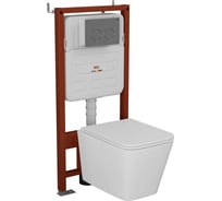 Комплект Bauedge BAU 6 в 1: усиленная инсталляция BAU IDEAL, унитаз подвесной безободковый OWL Vatter Ruta-H 53x36,5, быстросьёмное сиденье микролифт, клавиша BAU Round Gun gray, серый металлик E458103-OWLT190401-E00114