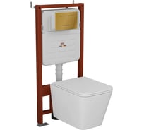 Комплект Bauedge BAU 6 в 1: усиленная инсталляция BAU IDEAL, унитаз подвесной безободковый OWL Vatter Ruta-H mini 49x34, быстросъемное сиденье микролифт, клавиша BAU Light антивандальная, нерж. сталь золото E458103-OWLT190403-E00108