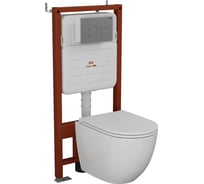 Комплект Bauedge BAU 6 в 1: усиленная инсталляция BAU IDEAL, унитаз подвесной безободковый вихревой Bau Dream Hurricane, быстросъемное тонкое сиденье дюропласт микролифт, клавиша антивандальная, нерж сталь E458103-BL0001-HQ-E00118