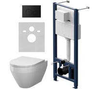 Инсталляция AM.PM с клавишей Pro L чёрн матовый с подвесным унитазом Spirit V2.0 Aquaspin IS49038.701900