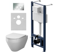 Инсталляция AM.PM с клавишей Pro L глянц хром с подвесным унитазом Spirit V2.0 Aquaspin IS49051.701900
