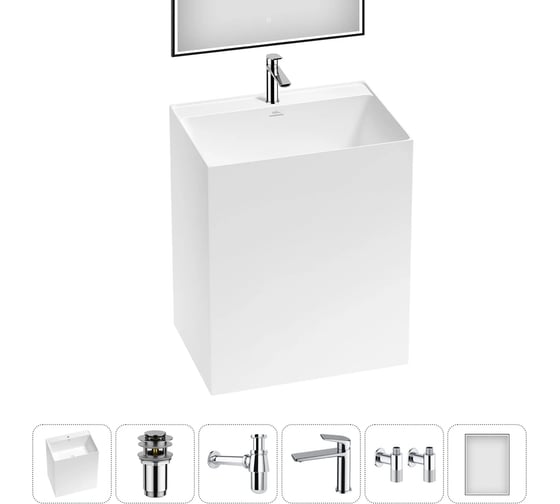 Акционный набор 6 в 1 Wellsee Doux напольная раковина 70x50x85 см 20220149R