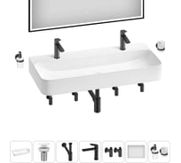 Акционный набор 7 в 1 Wellsee Clermont накладная/подвесная раковина 100x47 см 20220478R