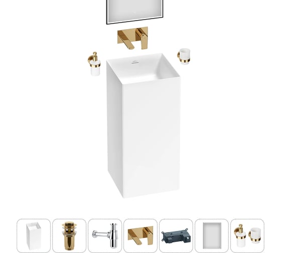 Акционный набор 6 в 1 Wellsee Pure BY напольная раковина 40x40x85 см 20220179R