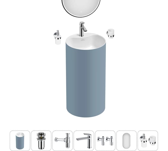 Акционный набор 7 в 1 Wellsee Chalice Perfection напольная раковина 45x45x85 см 20220110R