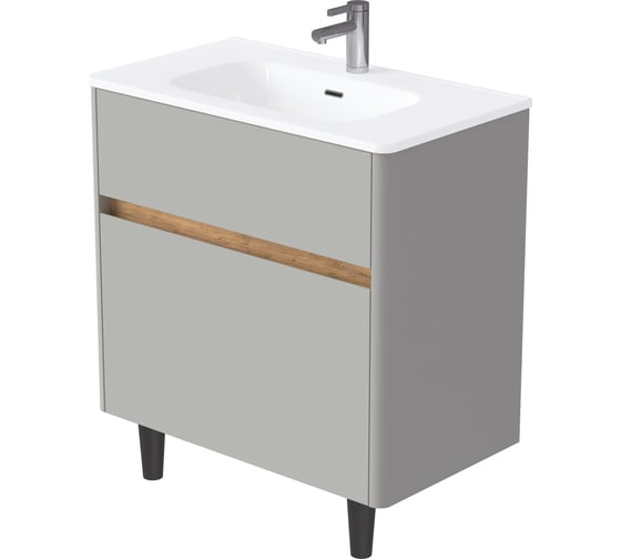 Тумба с раковиной 1Marka Mona 80Н 810x890x460 мм, 2 ящика, агатовый серый Ц0000043670