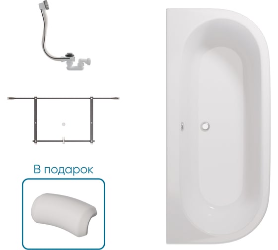 Ванна 1Marka Алиса Дубль 1700x750 мм, правая, комплект Стандарт 2 П 01али1775кс2п