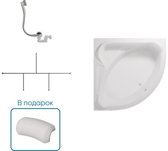 Ванна 1Marka Ibiza 1500x1500 мм, комплект Стандарт 2 П 01иби1515кс2п
