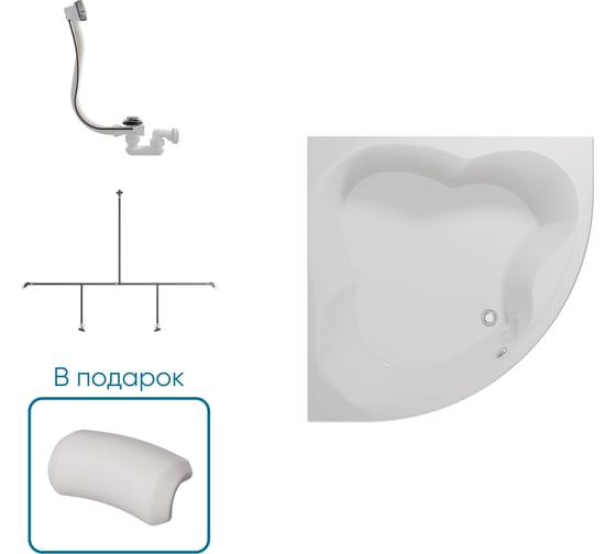 Ванна 1Marka Cassandra 1400x1400 мм, комплект Стандарт 2 П 01кас1414кс2п