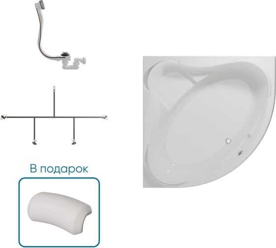 Ванна 1Marka ПАЛЕРМО/PALERMO 1500Х1500 Комплект Стандарт 2 П 01пал1515кс2п