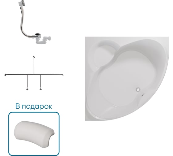 Ванна 1Marka ТРАПАНИ/TRAPANI 1400Х1400 Комплект Стандарт 2 П 01тра1414кс2п