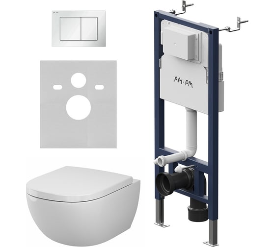 Инсталляция AM.PM PrimeFit с кнопкой S, белый глянец, с подвесным унитазом Above Aquaspin IS90201.9X1900