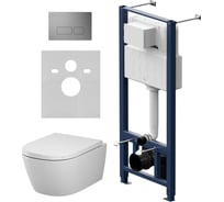 Инсталляция AM.PM с кнопкой Pro S, матовый никель, с подвесным унитазом Libre 54 Aquaspin IS47031.601901