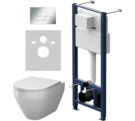 Инсталляция AM.PM с кнопкой Pro S, хром глянец, с подвесным унитазом Spirit V2.0 Aquaspin IS47051.701900