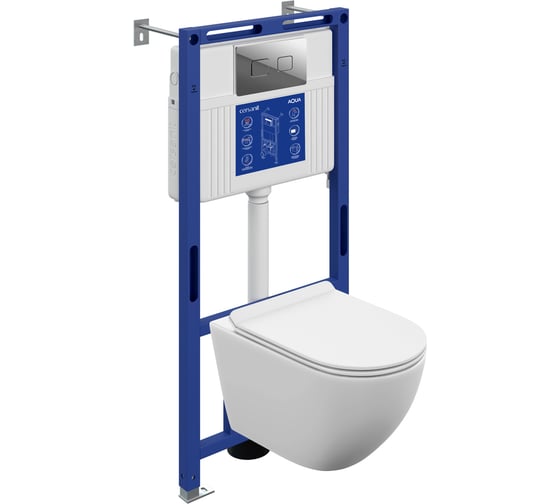 Комплект Cersanit BRASKO VORTEX DPL EO slim инсталляция AQUA 50 PRIME P кнопка ACCENTO SQUARE пластик хром глянцевый 69477