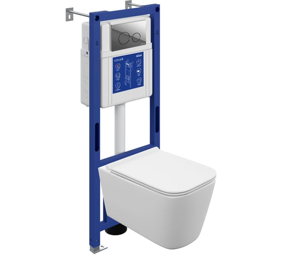 Комплект Cersanit CREA VORTEX DPL EO slim, инсталляция AQUA 40 SMART M, кнопка TWINS, пластик хром глянцевый, 69475