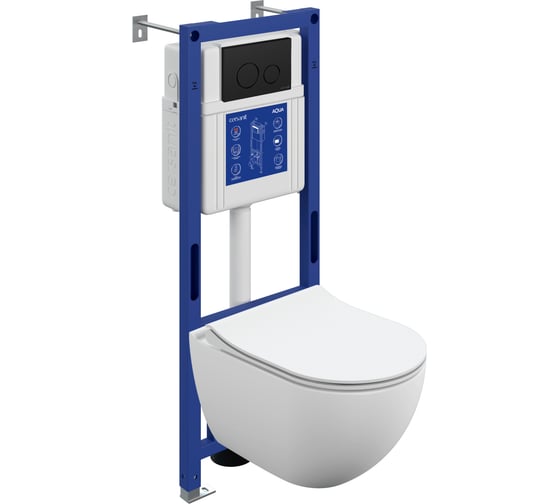 Комплект Cersanit BRASKO SMART DPL EO slim инсталляция AQUA 40 SMART M кнопка TWINS пластик черный матовый LP 69333