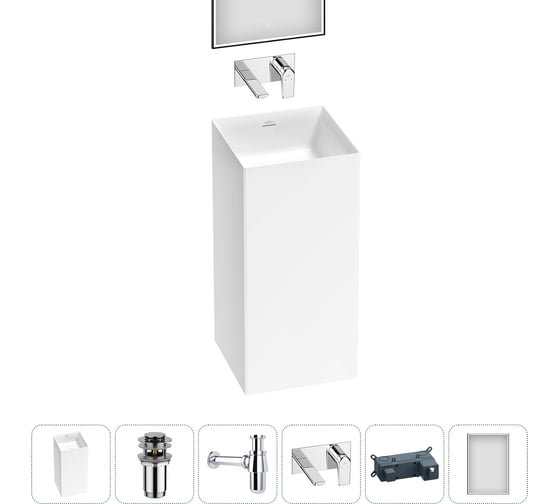 Акционный набор Wellsee 5 в 1 Pure BY напольная раковина 40x40x85 см 20220173R
