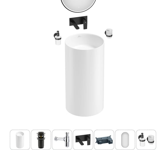 Акционный набор Wellsee 6 в 1 Chalice Perfection напольная раковина 45x45x85 см 20219994R
