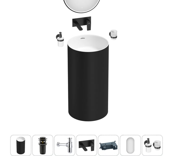 Акционный набор Wellsee 6 в 1 Chalice Perfection напольная раковина 45x45x85 см 20220010R