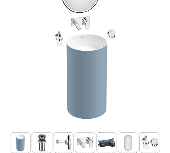 Акционный набор Wellsee 6 в 1 Chalice Perfection напольная раковина 45x45x85 см 20220042R