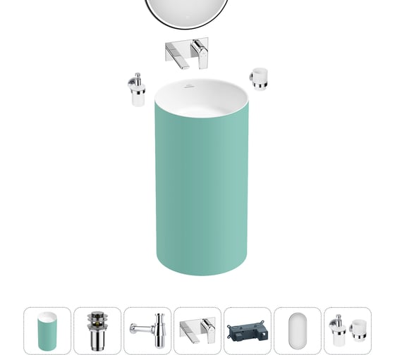 Акционный набор Wellsee 6 в 1 Chalice Perfection напольная раковина 45x45x85 см 20220037R