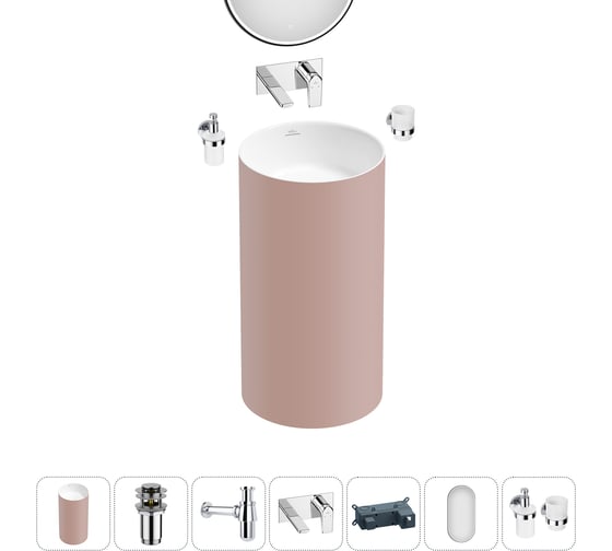 Акционный набор Wellsee 6 в 1 Chalice Perfection напольная раковина 45x45x85 см 20220054R