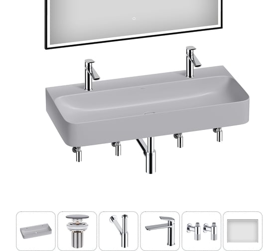 Акционный набор Wellsee 6 в 1 Clermont накладная/подвесная раковина 100x47 см 20220519R